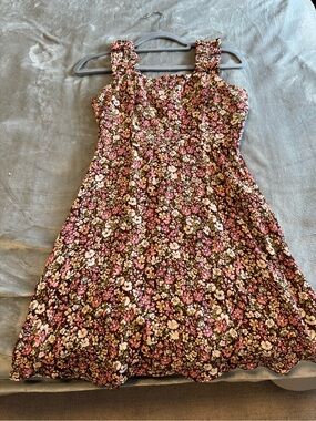 nine britton Floral A-Line Dress in Brown, Pink, Cream